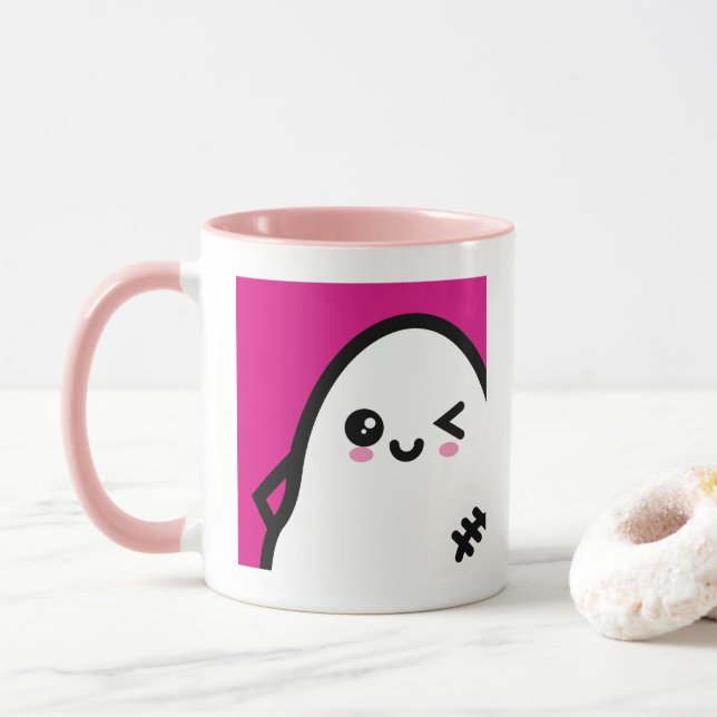 Caneca Halloween do Fantasma do Ovo Assustador | Adiciona (Com Donut)
