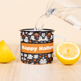 Caneca Halloween Ghost and Pumpkin Coffee Mug