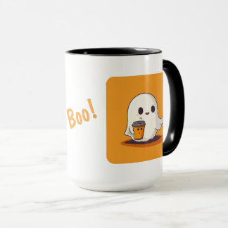 Caneca Halloween Ghost com café e Boo!