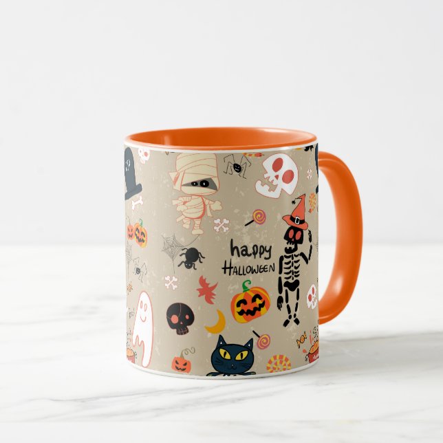 Caneca Halloween Ghost, esqueletos (Frente Esquerda)