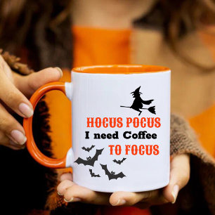 Caneca Halloween Hocus Pocus Café Foco Engraçado