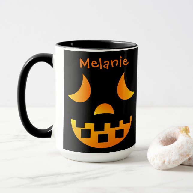 Caneca Halloween Jack-o'-lanterna Face Combo Mug (Com Donut)