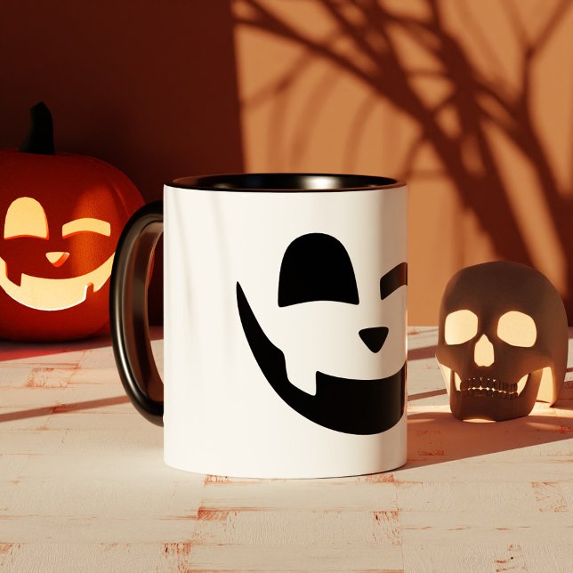 Caneca Halloween Jack O Lanterna Pumpkin Face Feliz (Halloween Jack O Lantern Pumpkin Happy Face Mug)