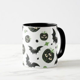 Caneca Halloween Moderno de 3 Olhos de Pumpkin e Bats