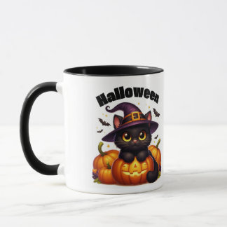 Caneca Halloween mugs with a cat theme
