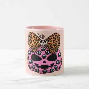 Caneca Halloween, Padrão de Caveira, Rosto de Abóbora, Mo