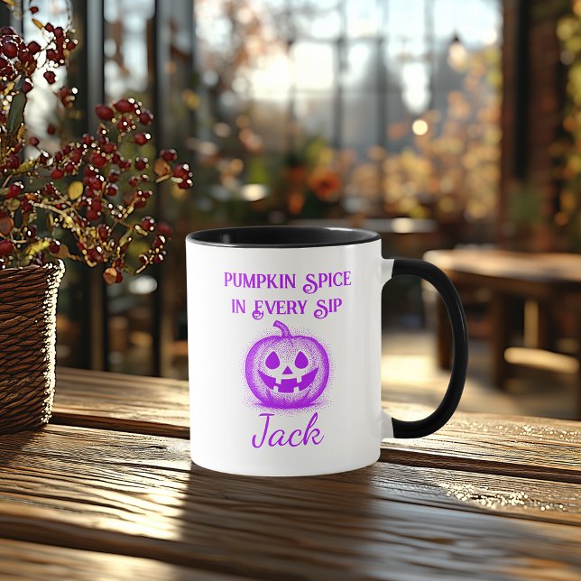 Caneca Halloween Personalizado de Neon - Design de Abóbor (Criador carregado)