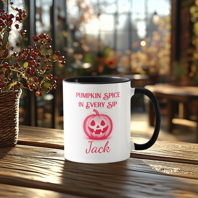 Caneca Halloween Personalizado de Neon - Design de Abóbor (Criador carregado)