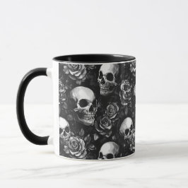Caneca Halloween Preto De Cascas E Rosas