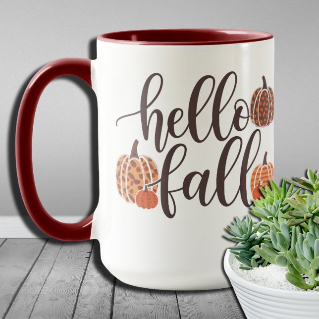 Caneca Halloween Pumpkin Olá Queda Gráfico Leopardo (Criador carregado)