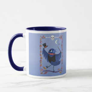 Caneca Halloween Raven Crow Moon Magic Blue