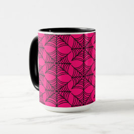 Caneca Halloween Spider Webs em rosa