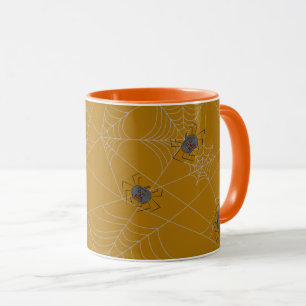 Caneca Halloween spiders web and pumpkins