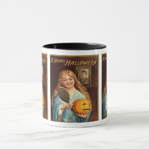 Caneca Halloween Vintage Lady With Mirror)