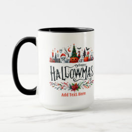 Caneca Hallowmas Halloween Mashup de Natal