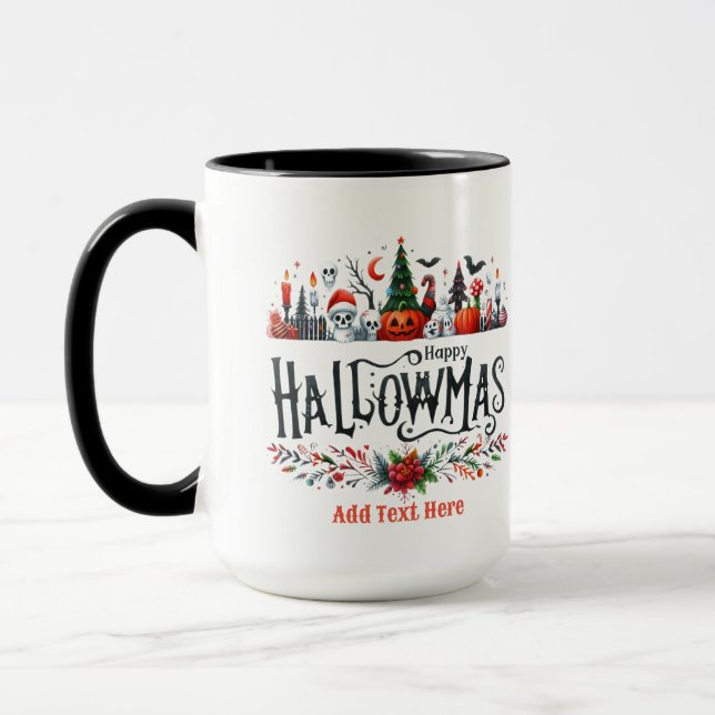 Caneca Hallowmas Halloween Mashup de Natal (Esquerda)