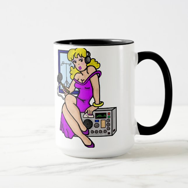 Caneca Ham Radio Blonde Pin-up Girl Mug Personalize-O! (Direita)