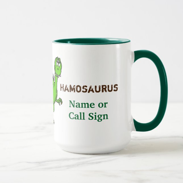 Caneca Ham Radio Dinossaur Mug Personalize-O! (Direita)