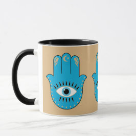Caneca Hamsa Mão Grego Mau Olho Azul