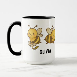 Caneca Hand Drawn Bumble Bees Custom Cute