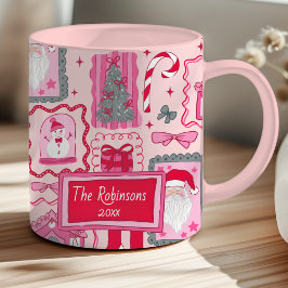 Caneca Hand Drawn coquette doodle pink christmas