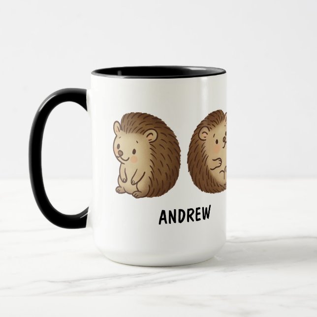 Caneca Hand Drawn Hedgehog Custom Cute (Esquerda)