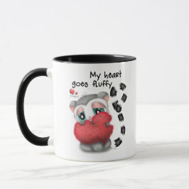 Caneca Hand-Drawn Lemur Holding Big Red Heart