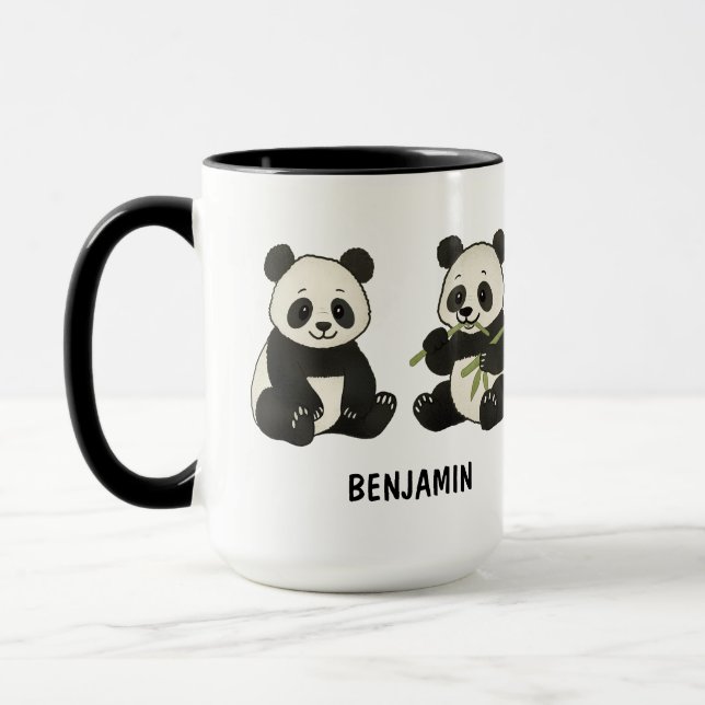 Caneca Hand Drawn Panda Bear Custom Cute (Esquerda)