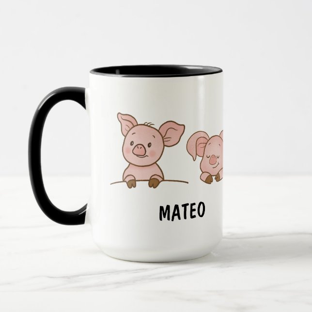 Caneca Hand Drawn Pig Custom Cute (Esquerda)