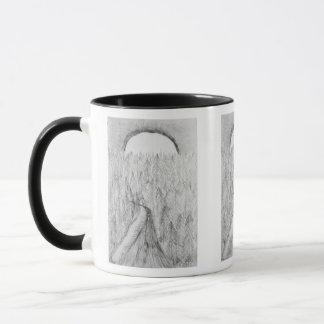 Caneca Hand-drawn road and evergreens with moon Mug
