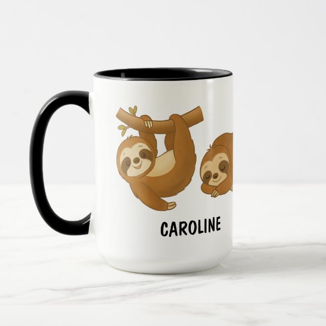 Caneca Hand Drawn Sloth Custom Cute (Esquerda)