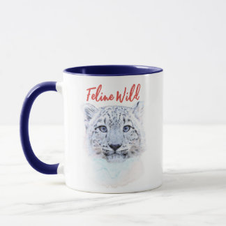 Caneca Hand Drawn Snow Leopard Mug "Feline Wild"