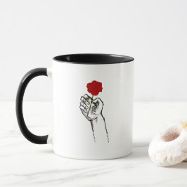 Caneca Hand Holding Rose Minimal Art – Elegant Floral Cof