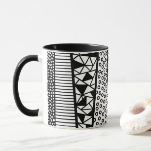 Caneca Handpainted black and design white