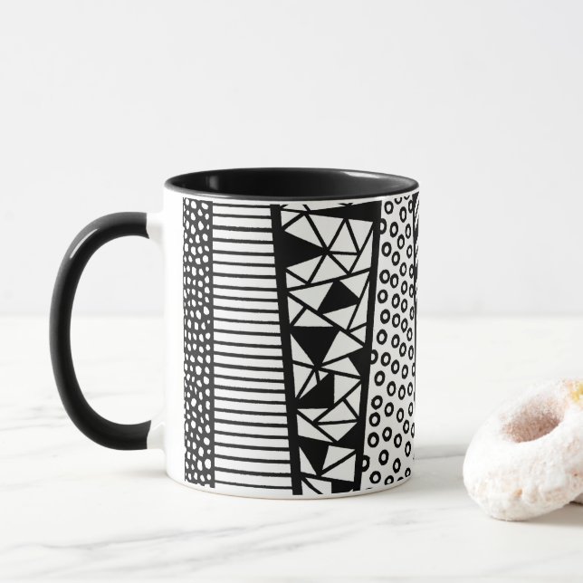 Caneca Handpainted black and design white (Com Donut)