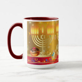 Caneca Hanukkah Belo feriado judeu Dourado
