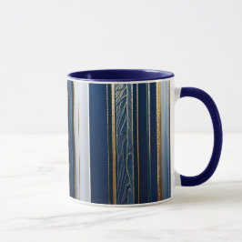 Caneca Hanukkah Blues Stripes Azul Branco Dourado