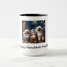 Hanukkah Coffee Mug com Ragdoll Cats