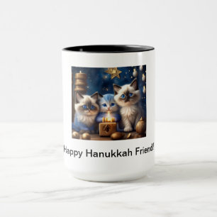 Caneca Hanukkah Coffee Mug com Ragdoll Cats