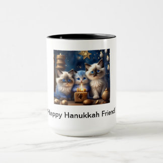Caneca Hanukkah Coffee Mug com Ragdoll Cats