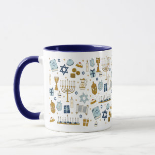 Caneca Hanukkah Doodles ilustre fofo