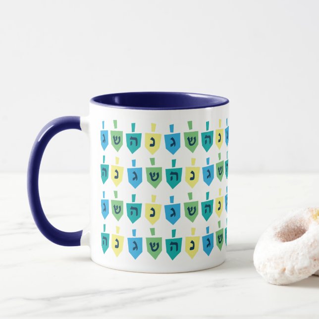 Caneca Hanukkah Dreidel Party Mug (Com Donut)
