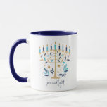 Caneca Hanukkah Love & Light Floral Menorah<br><div class="desc">Hanukkah Love & Light Floral Menorah Mug. Personalize o texto personalizado acima. Você pode encontrar itens de coordenação adicionais na nossa coleção "Floral Hanukkah Menorah e Dreidel".</div>