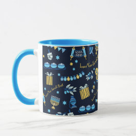 Caneca Hanukkah Personalizou Menorah Dreidel Mug