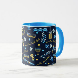 Caneca Hanukkah Personalizou Menorah Dreidel Mug