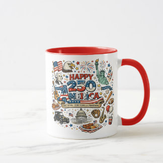 Caneca Happy 250 America Mug USA 250 Years of Freedom Pat