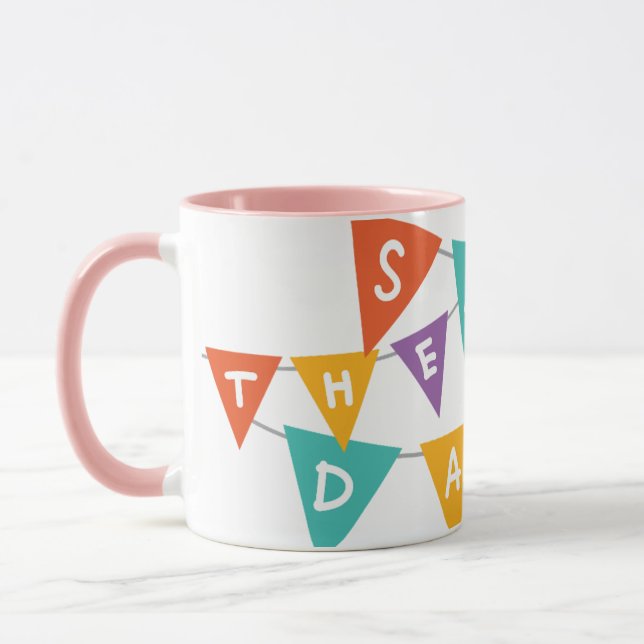 Caneca "Happy Birthday" Colorful Bunting Pink Two-Tone (Esquerda)