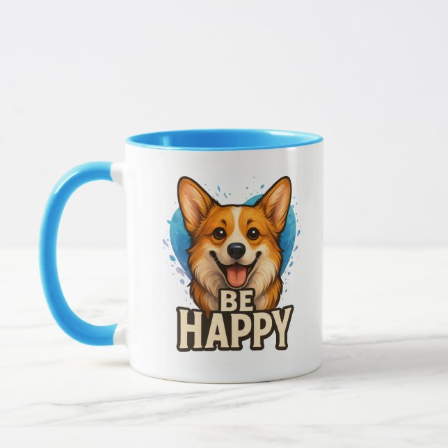 Caneca  Happy Corgi Cute Dog Lover Design for Positive (Esquerda)