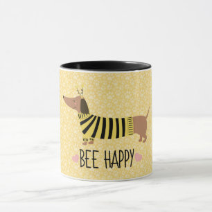 Caneca Happy Dachshund Bumblebee Mug