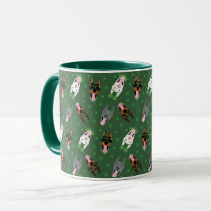 Caneca Happy Dia de São Patrício Dobermann Dogs